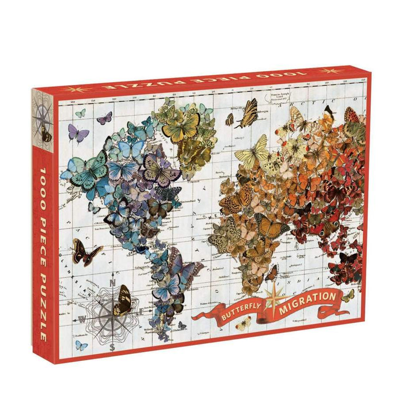 "Butterfly Migration", Verdenskort - 1000 brikker - Blomsterverden