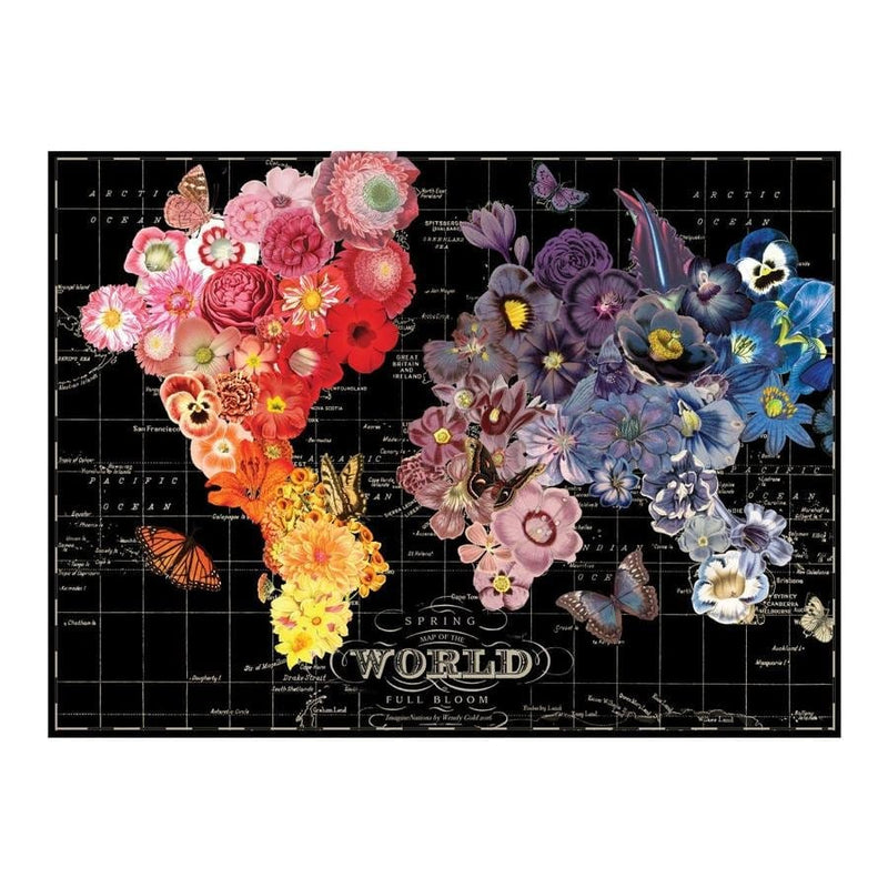 "Full Bloom", Verdenskort - 1000 brikker - Blomsterverden