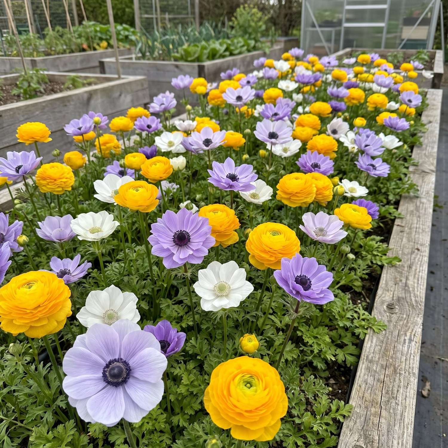 Færdigbed 'Buttercup & Blue' (1 m²)